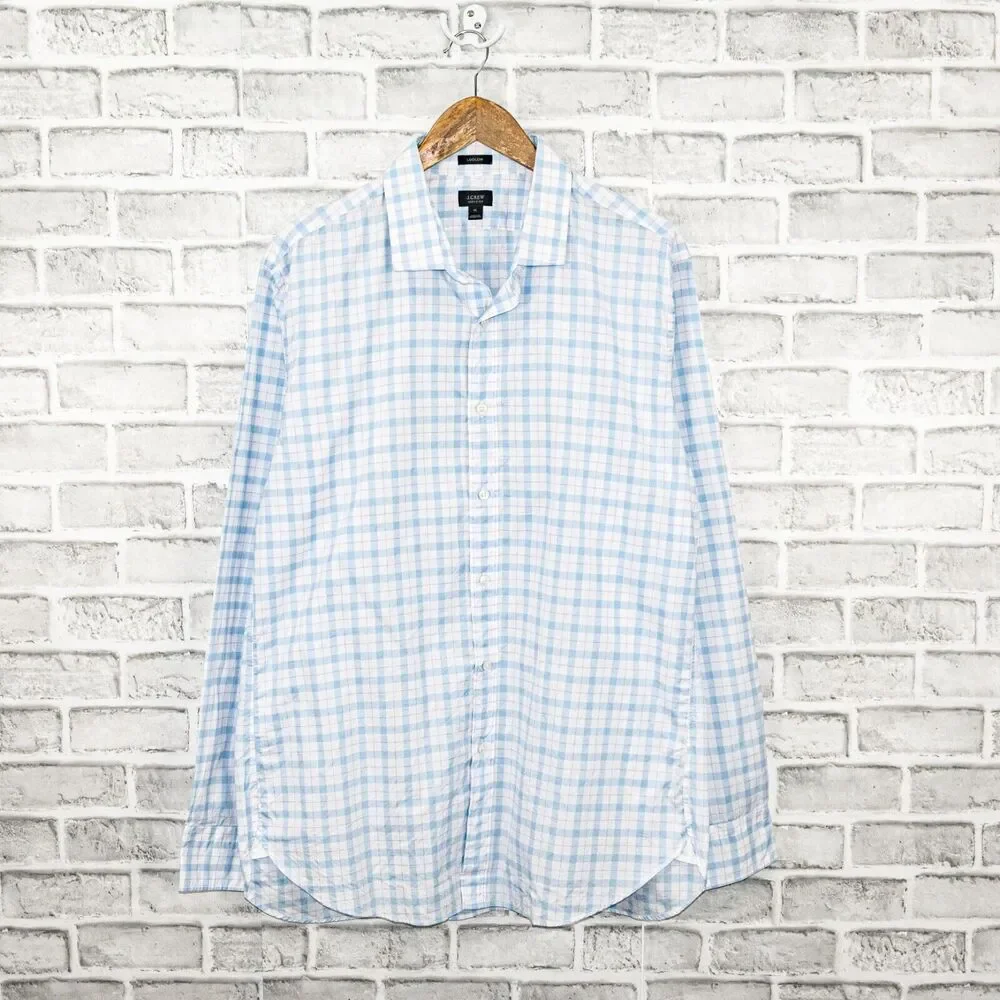 J.Crew Ludlow Men's size XL Button up Shirt in light blue check
